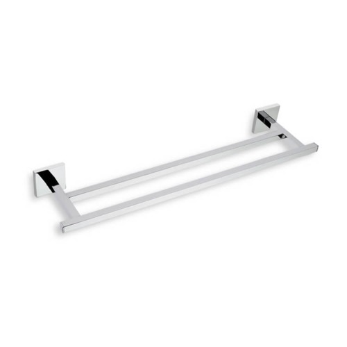 Double Towel Bar, StilHaus U06.2, 12 Inch Square Double Towel Bar in Chrome or Satin Nickel U06.2